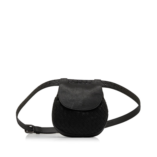 Luxury Bottega Veneta Intrecciato Flap Belt Bag (SHG-kTLVHx)