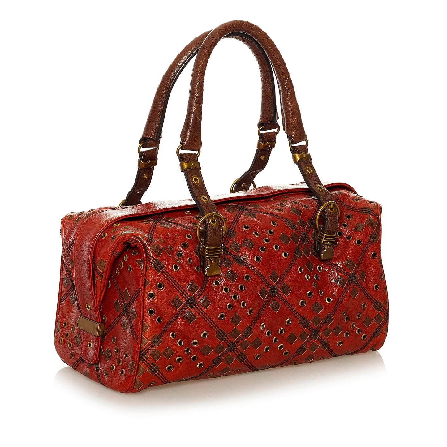 Luxury Bottega Veneta Intrecciato Grommet Leather Boston Bag (SHG-EVr6JH)