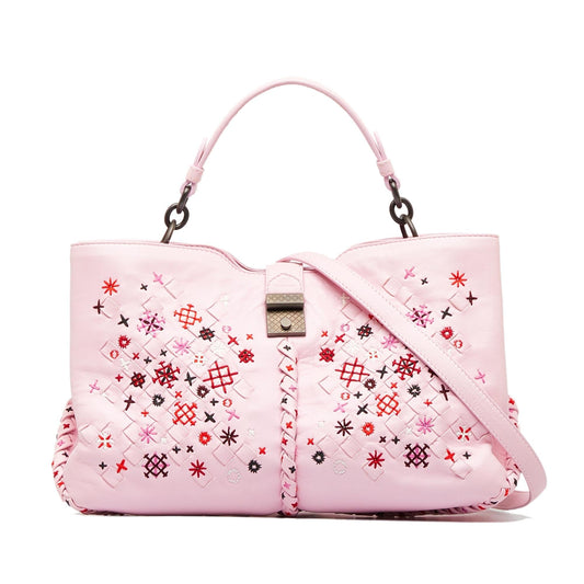 Luxury Bottega Veneta Intrecciato Napoli Meadow Flower Leather Satchel (SHG-1F8F3W)