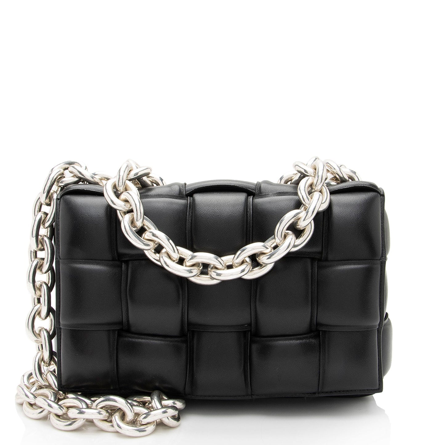 Luxury Bottega Veneta Lambskin Cassette Chain Maxi Shoulder Bag (SHF-JbNRjz)