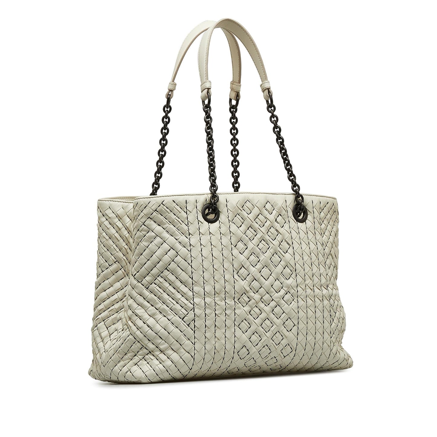Luxury Bottega Veneta Medium Intrecciato Stitched Double Chain Tote (SHG-lAoFji)
