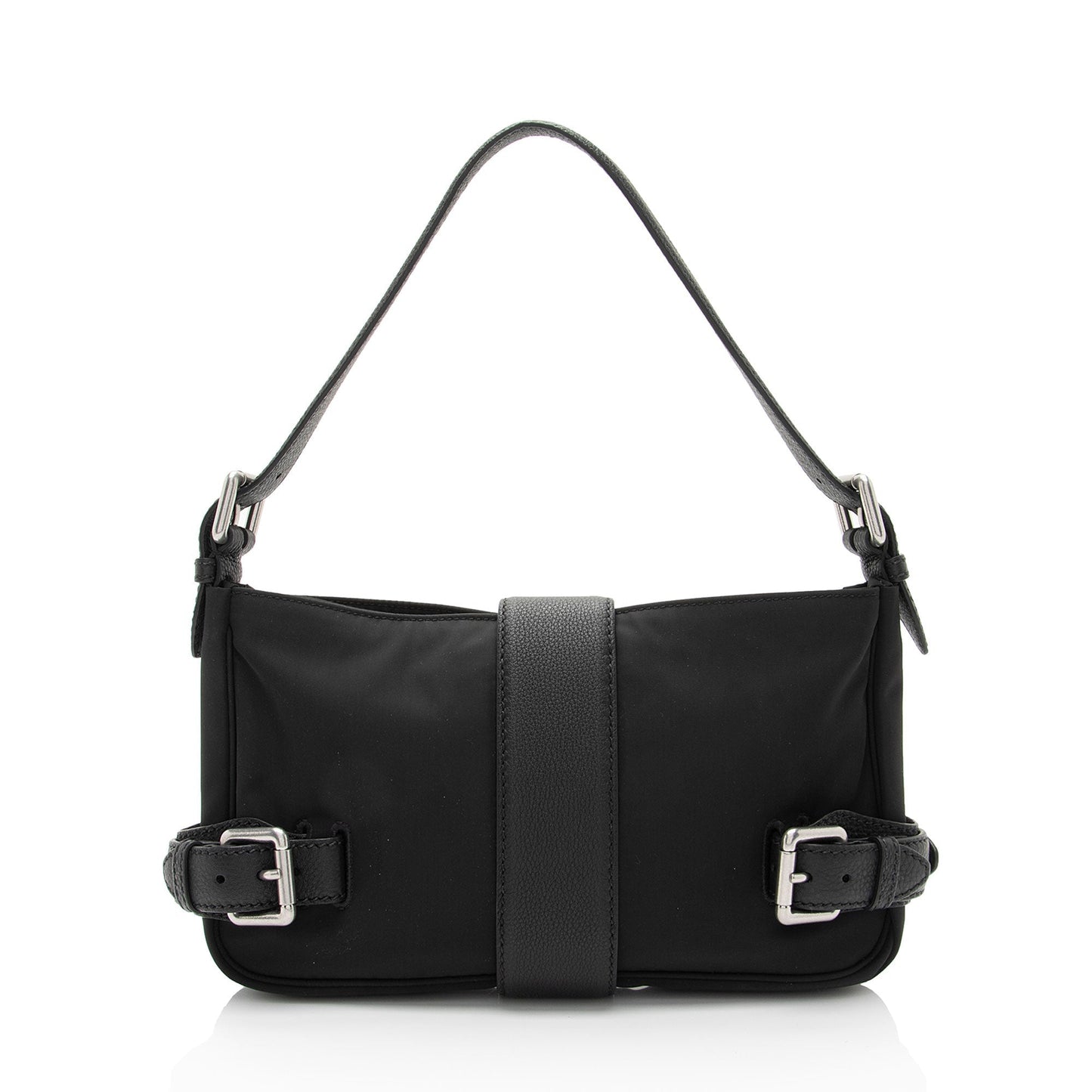 Luxury Bottega Veneta Nylon Calfskin Buckle Mini Shoulder Bag (SHF-uylolI)