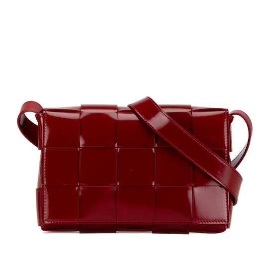 Luxury Bottega Veneta Patent Intrecciato Cassette Crossbody (SHG-LgpVBt)