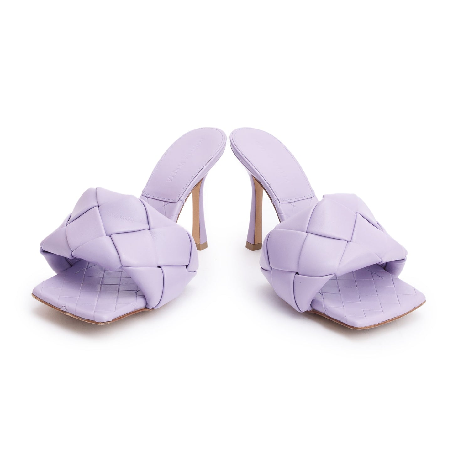 Bottega Veneta Purple Lambskin Leather Padded Lido Mule Sandals, Size 37.5