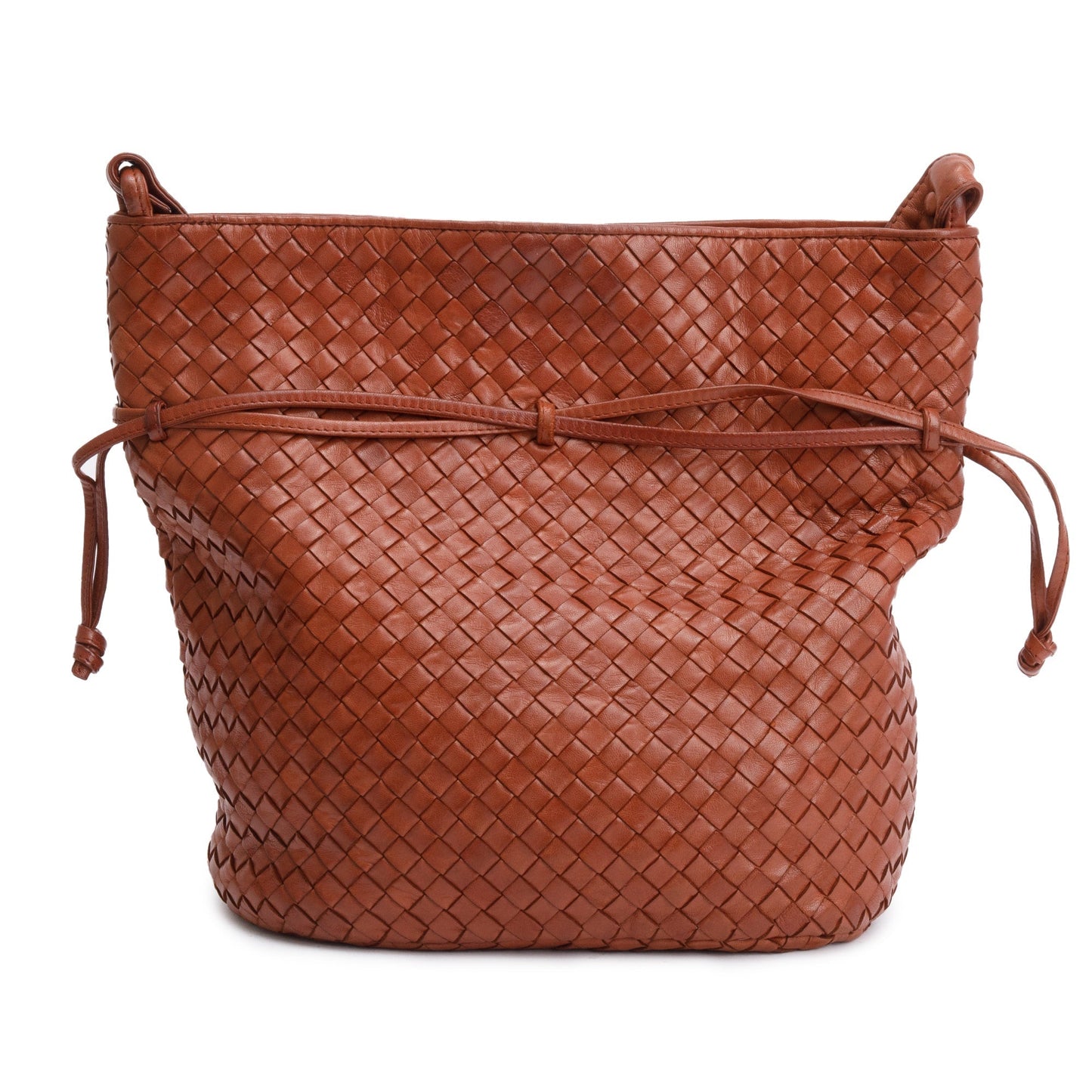 Bottega Veneta Brown Intrecciato Leather Drawstring Shoulder Bag