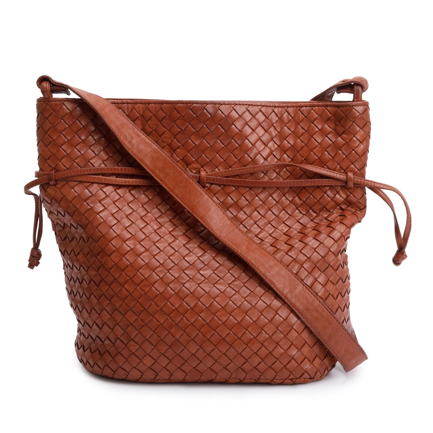 Bottega Veneta Brown Intrecciato Leather Drawstring Shoulder Bag