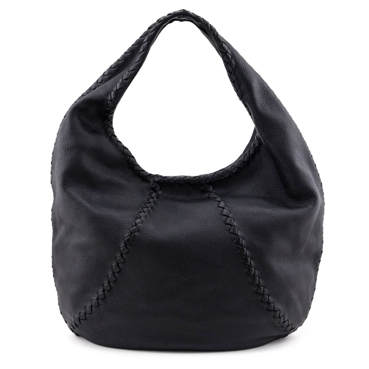 Luxury Bottega Veneta Black Cervo Deerskin Large Hobo