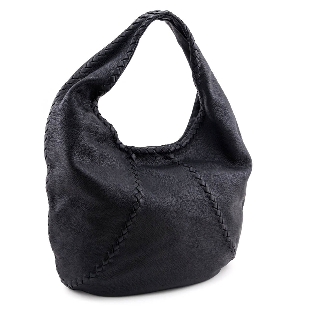 Luxury Bottega Veneta Black Cervo Deerskin Large Hobo
