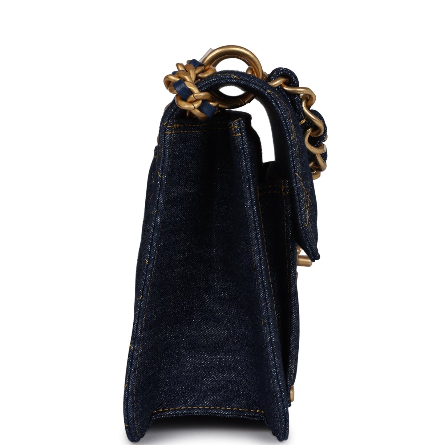 Chanel Square Flap Blue Antique Gold Hardware Shoulder Bag