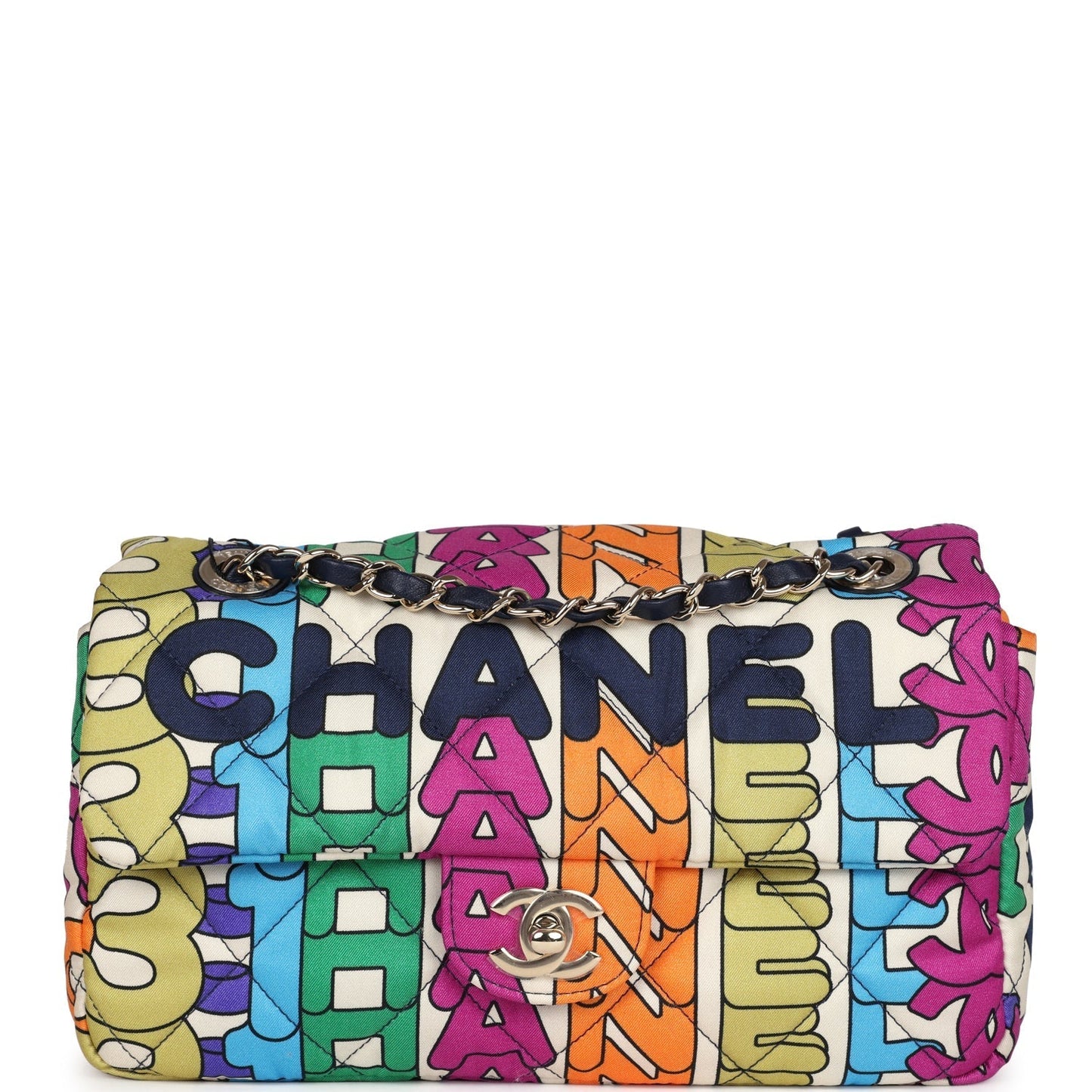 Payment 2 - Chanel Medium Flap Bag Rainbow Logo Nylon Light Gold Hardware