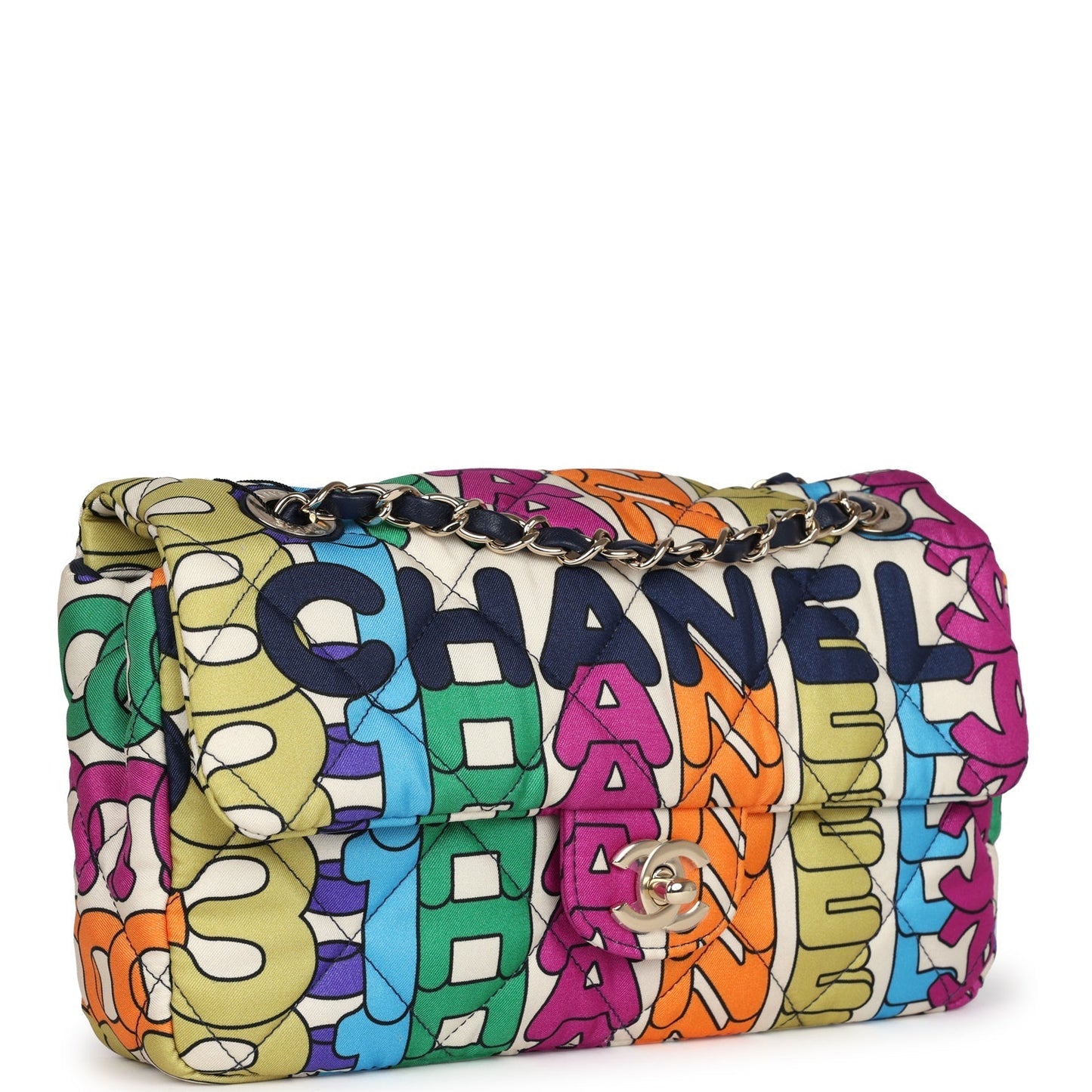 Payment 2 - Chanel Medium Flap Bag Rainbow Logo Nylon Light Gold Hardware