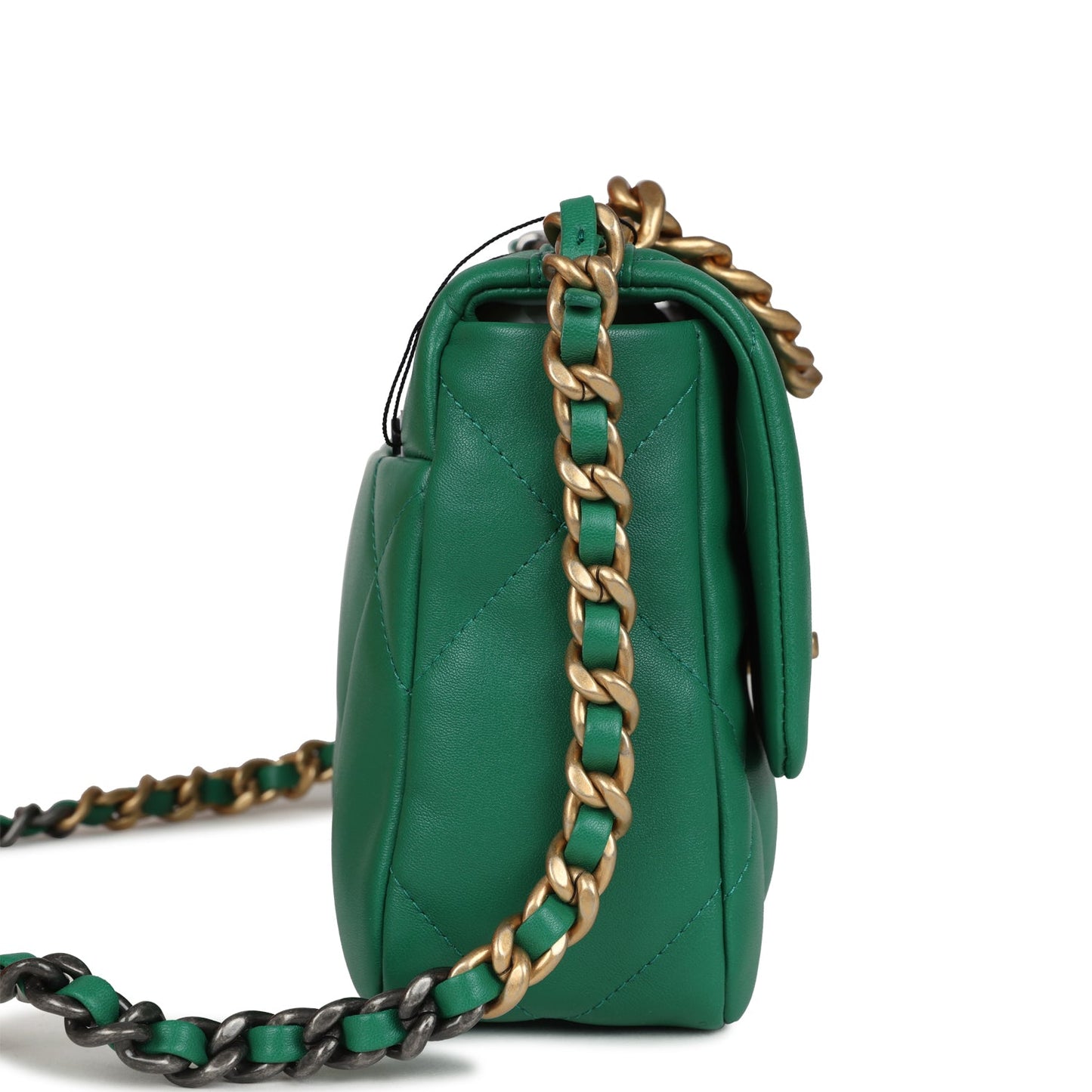 Chanel Medium 19 Flap Green Shiny Lambskin Mixed Metal Hardware Shoulder Bag