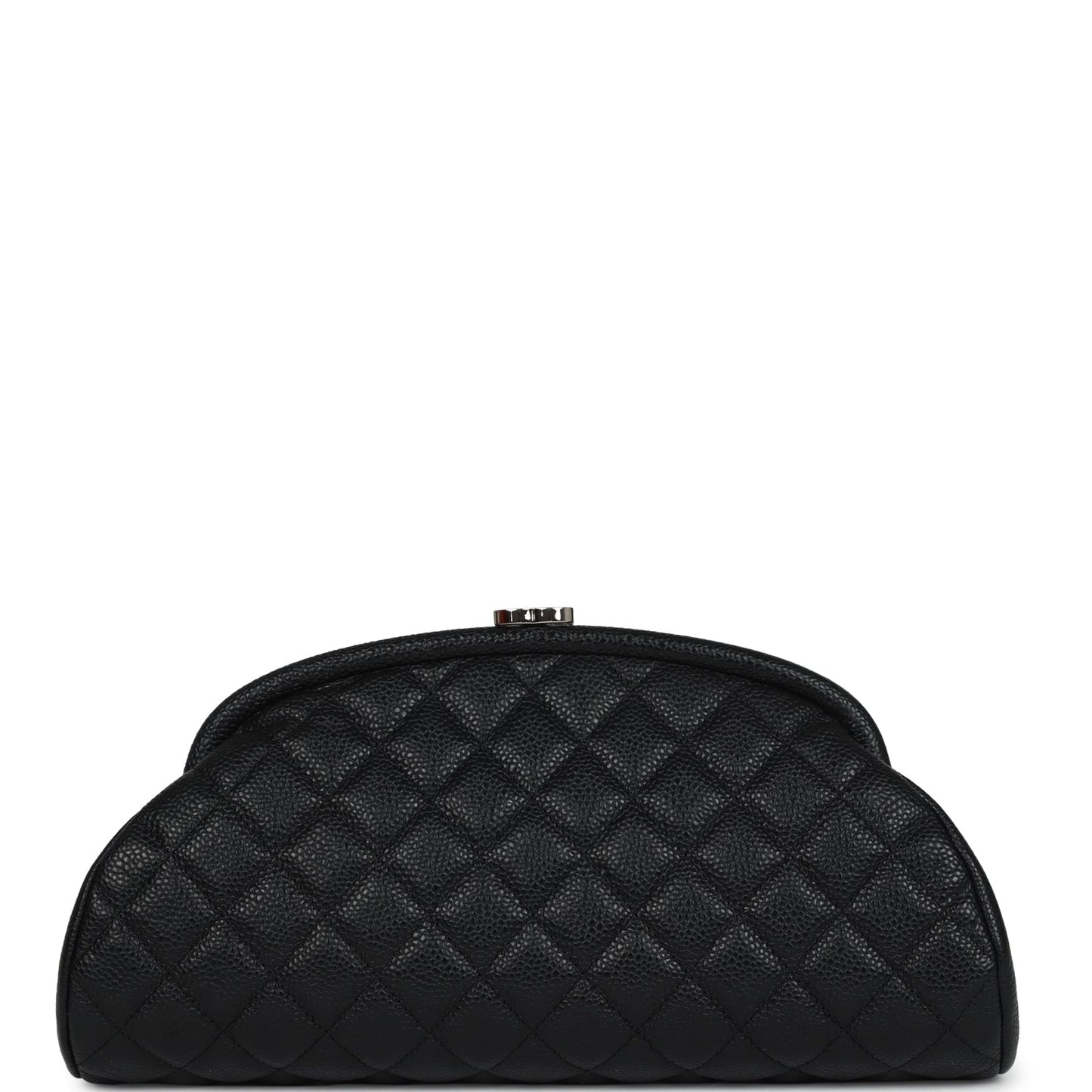 Chanel Timeless CC Kisslock Clutch Black Caviar Silver Hardware