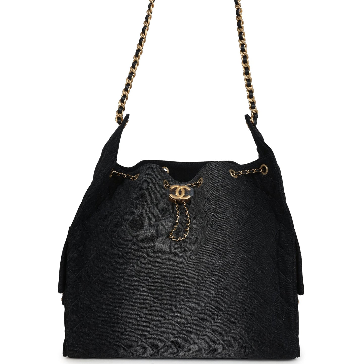 Chanel Large 25 Hobo Bag Black Washed Antique Gold Hardware
