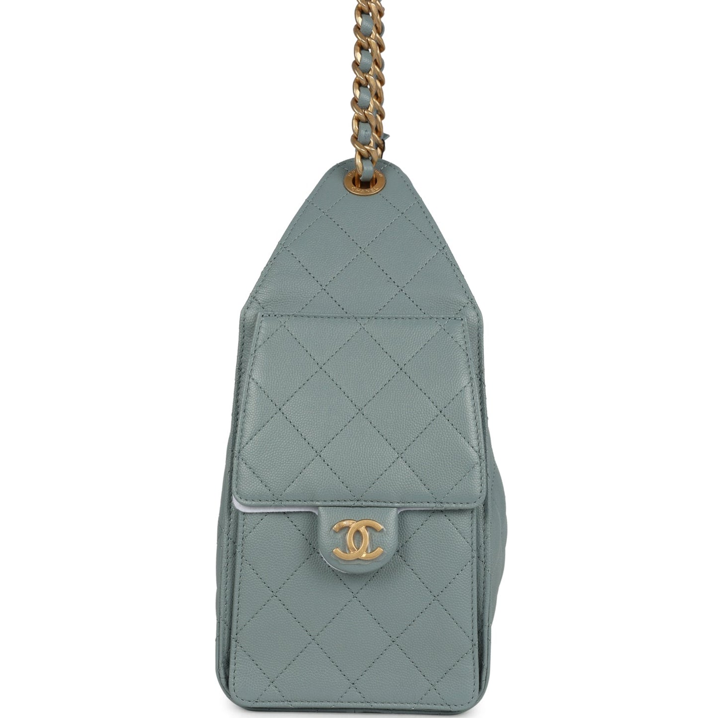 Chanel Small 25 Hobo Bag Green Caviar Antique Gold Hardware