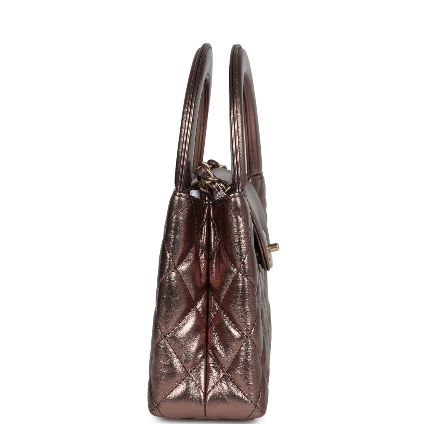 Chanel Small Kelly Shopper Metallic Bronze Calfskin Brushed Gold Hardware Crossbody