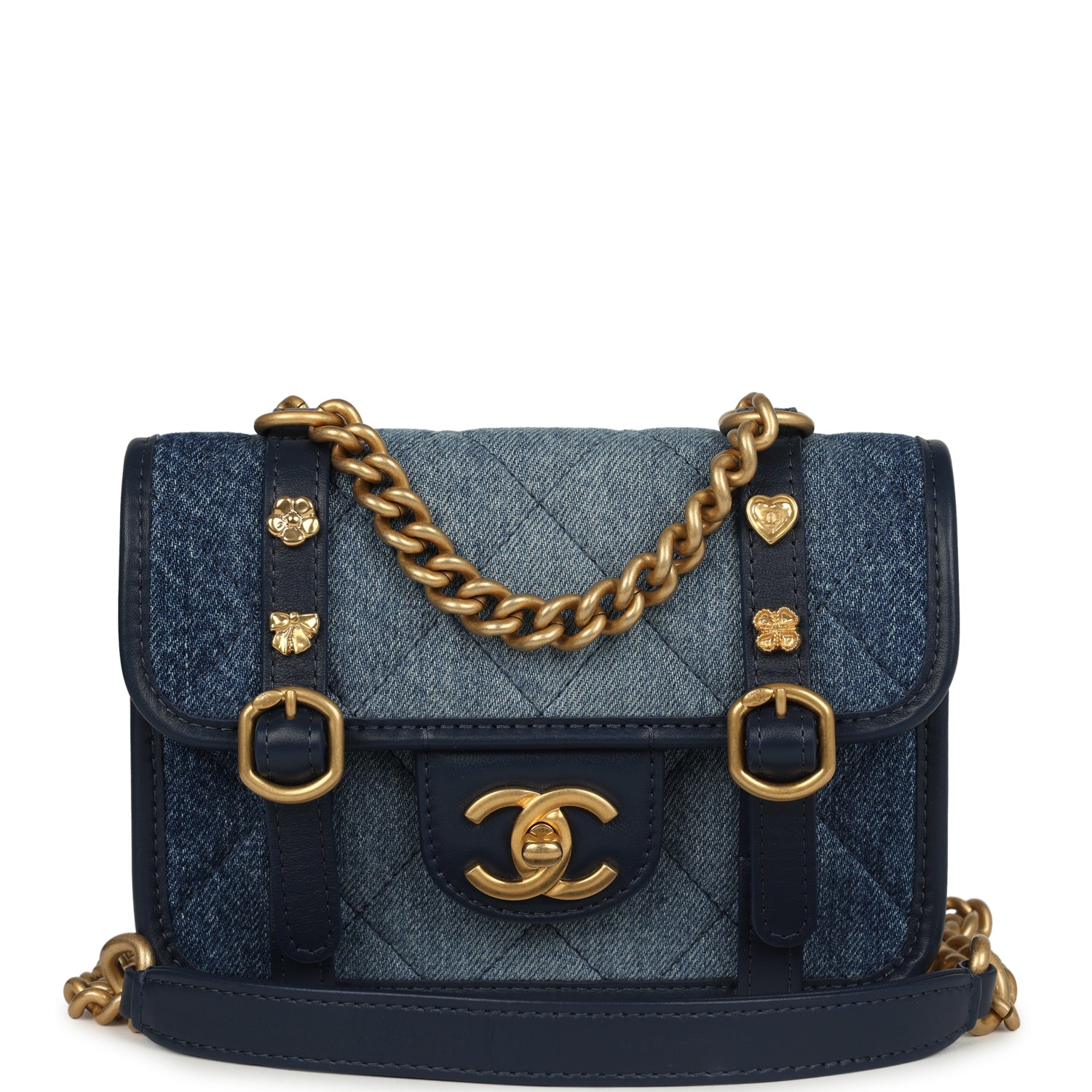 Chanel Mini Ombre Flap Bag Blue Brushed Gold Hardware