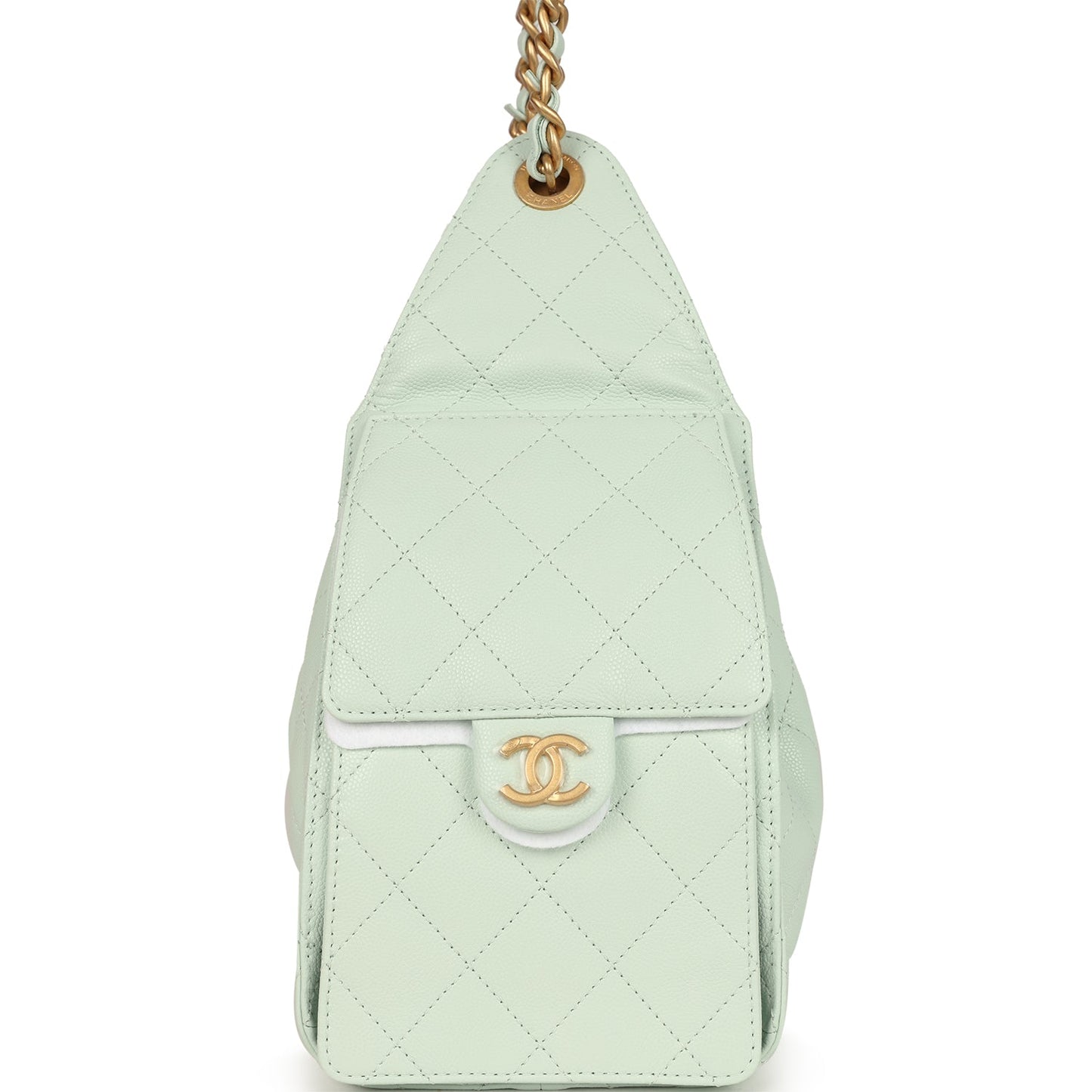 Chanel Small 25 Hobo Bag Light Green Caviar Antique Gold Hardware