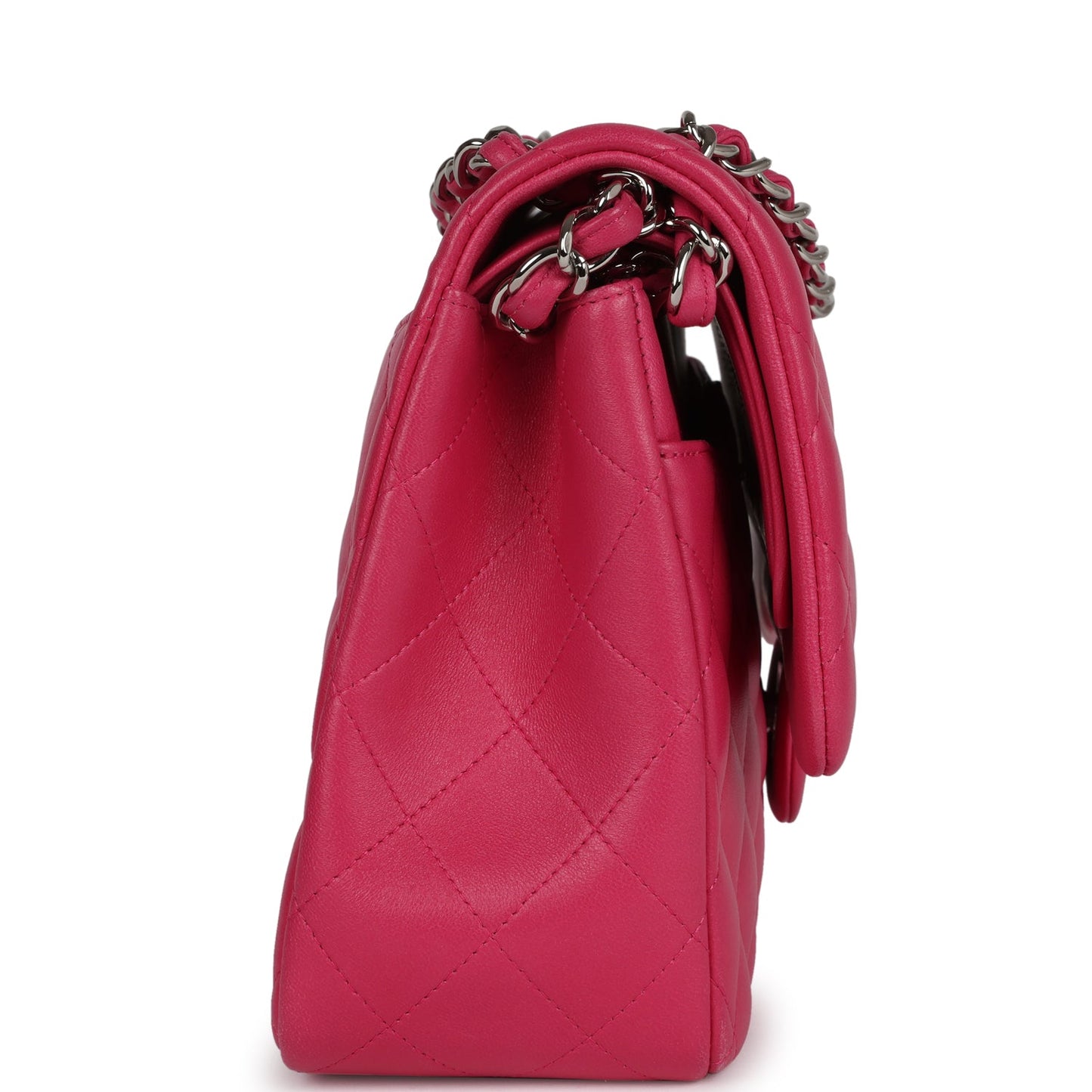 Chanel Jumbo Classic Double Flap Pink Lambskin Silver Hardware Shoulder Bag