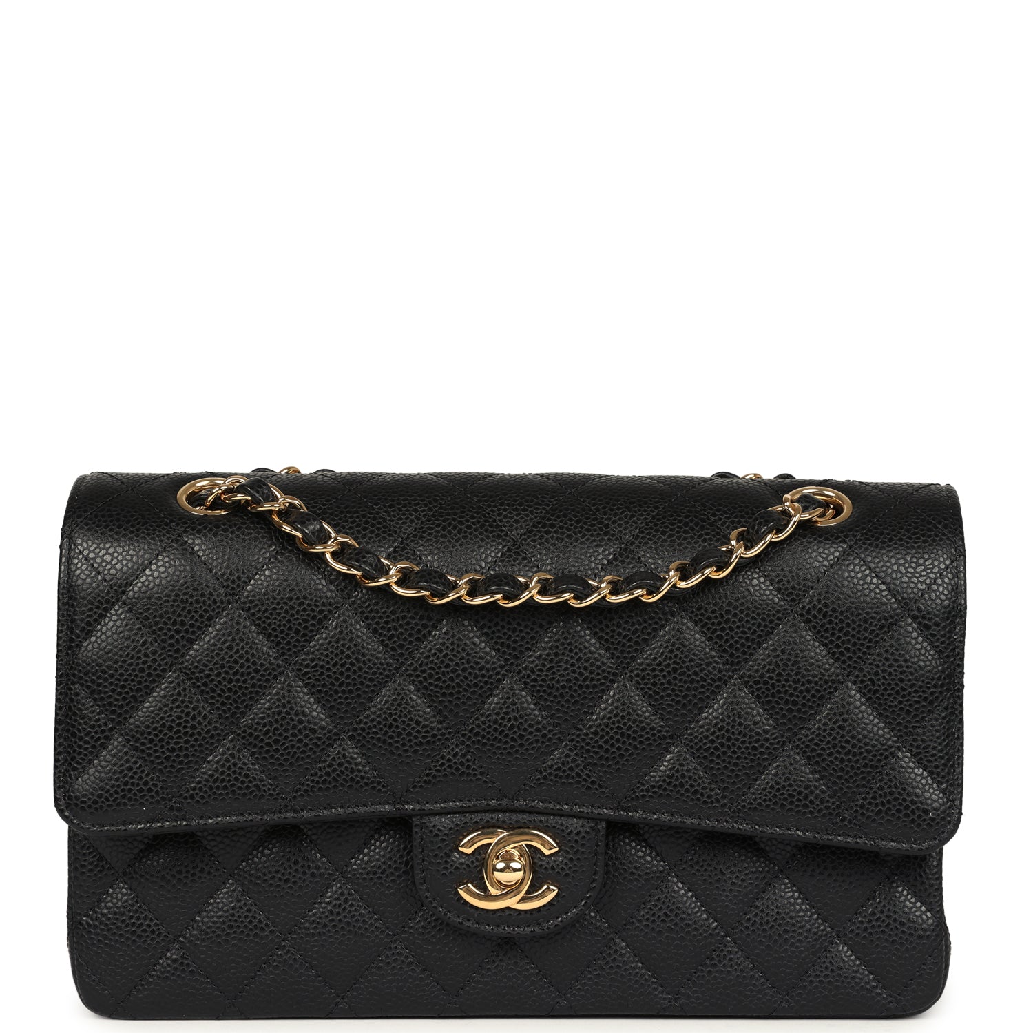 Chanel Medium Classic Double Flap Black Caviar Gold Hardware Shoulder Bag