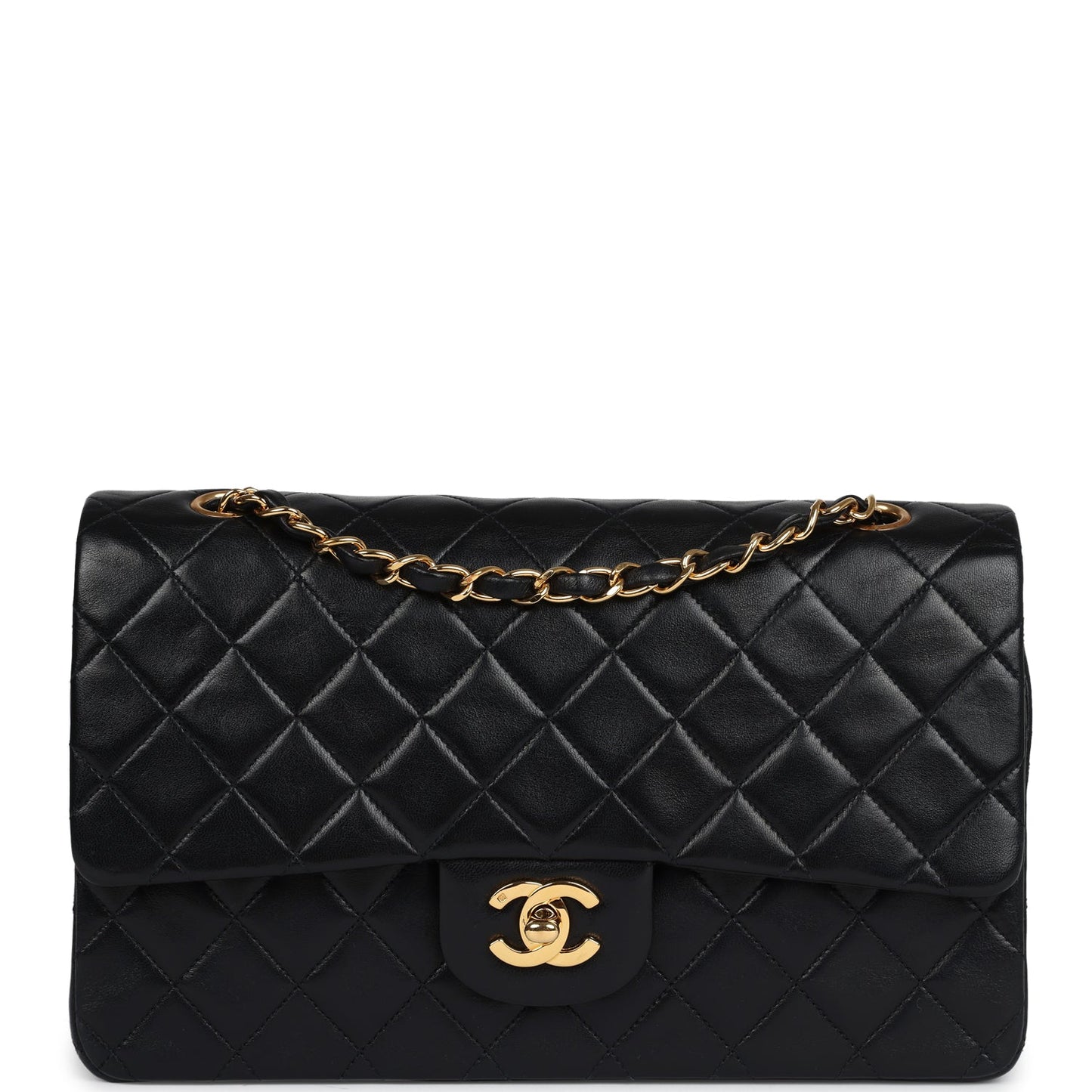 Chanel Medium Classic Double Flap Black Lambskin Gold Hardware Shoulder Bag