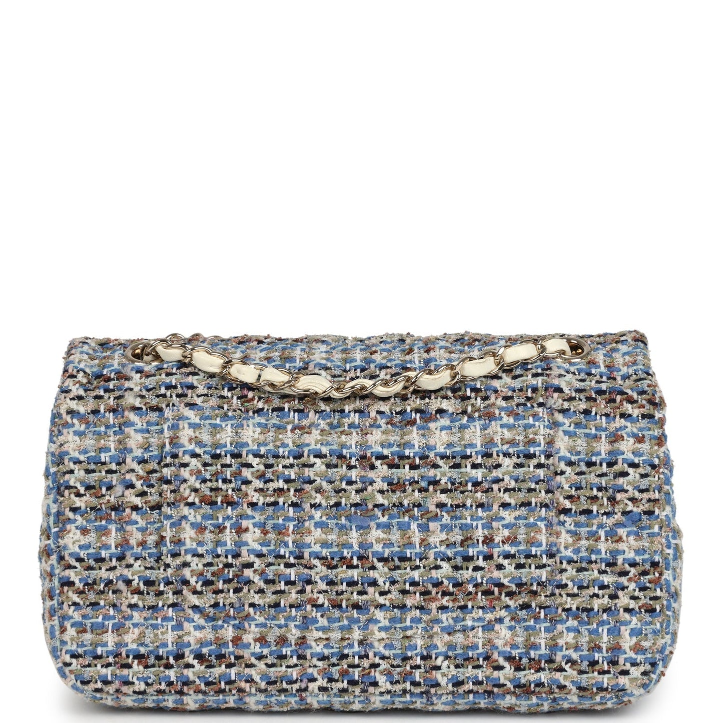 Chanel Medium Classic Double Flap Bag Multicolor Tweed Light Gold Hardware