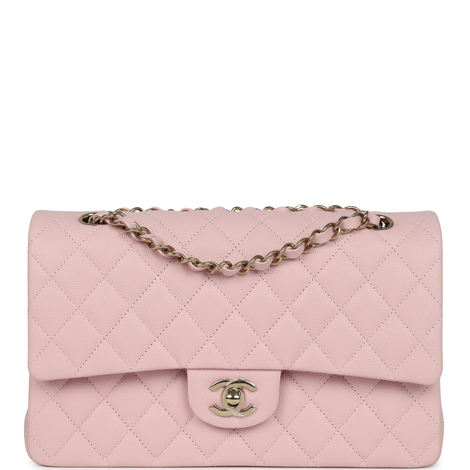 Chanel Medium Classic Double Flap Light Pink Caviar Light Gold Hardware Crossbody