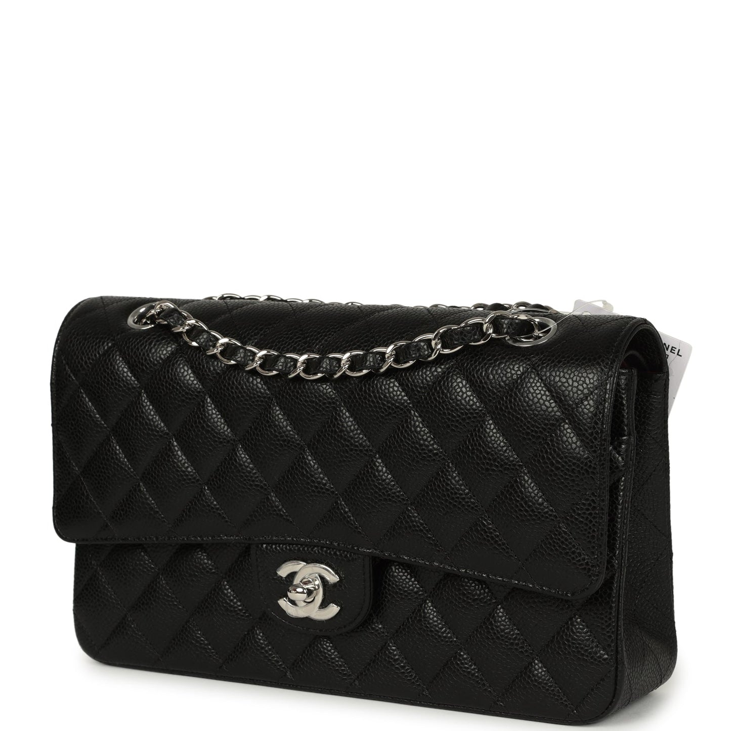 Chanel Medium Classic Double Flap Black Caviar Silver Hardware Shoulder Bag