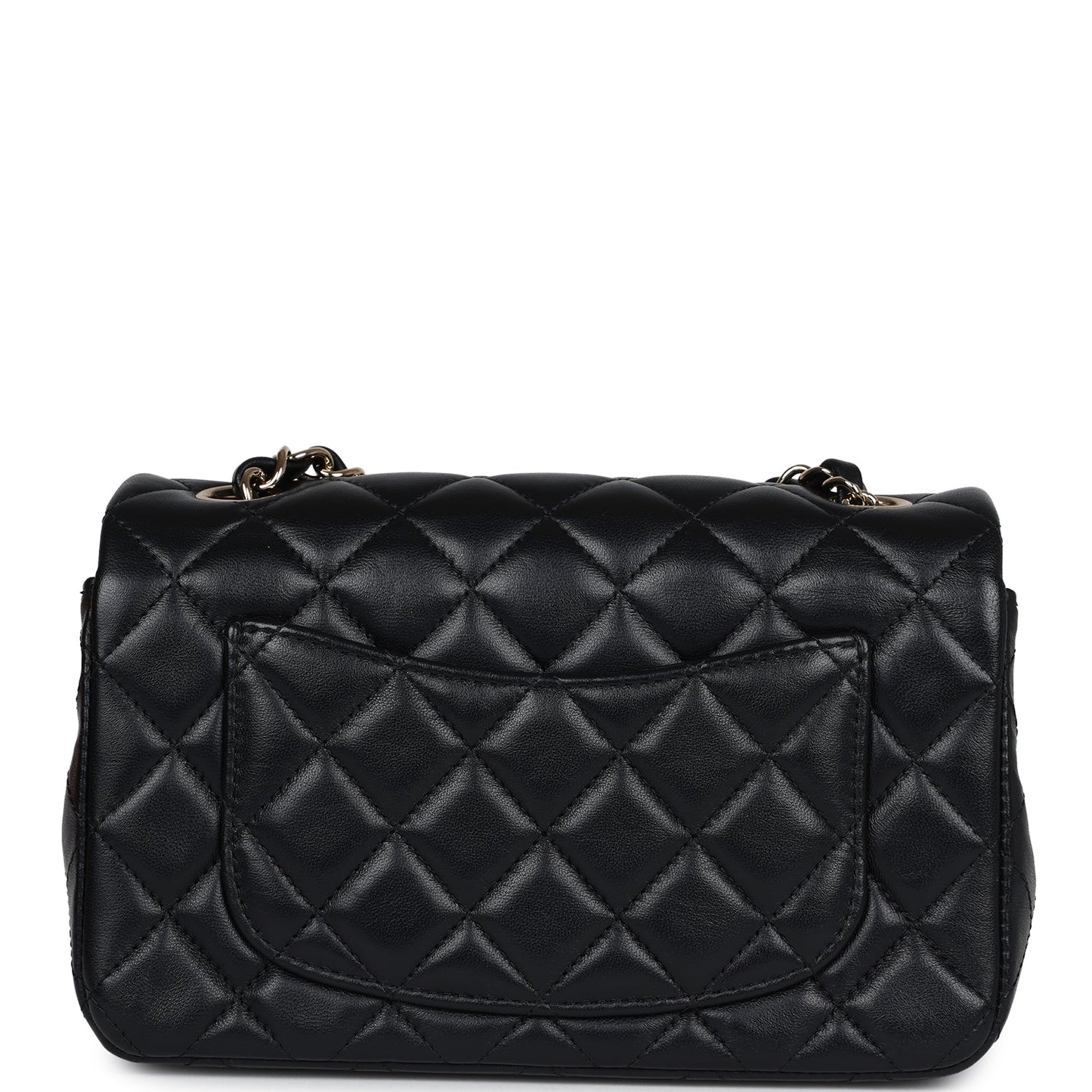 Chanel Mini Rectangular Flap Black Lambskin Light Gold Hardware Crossbody