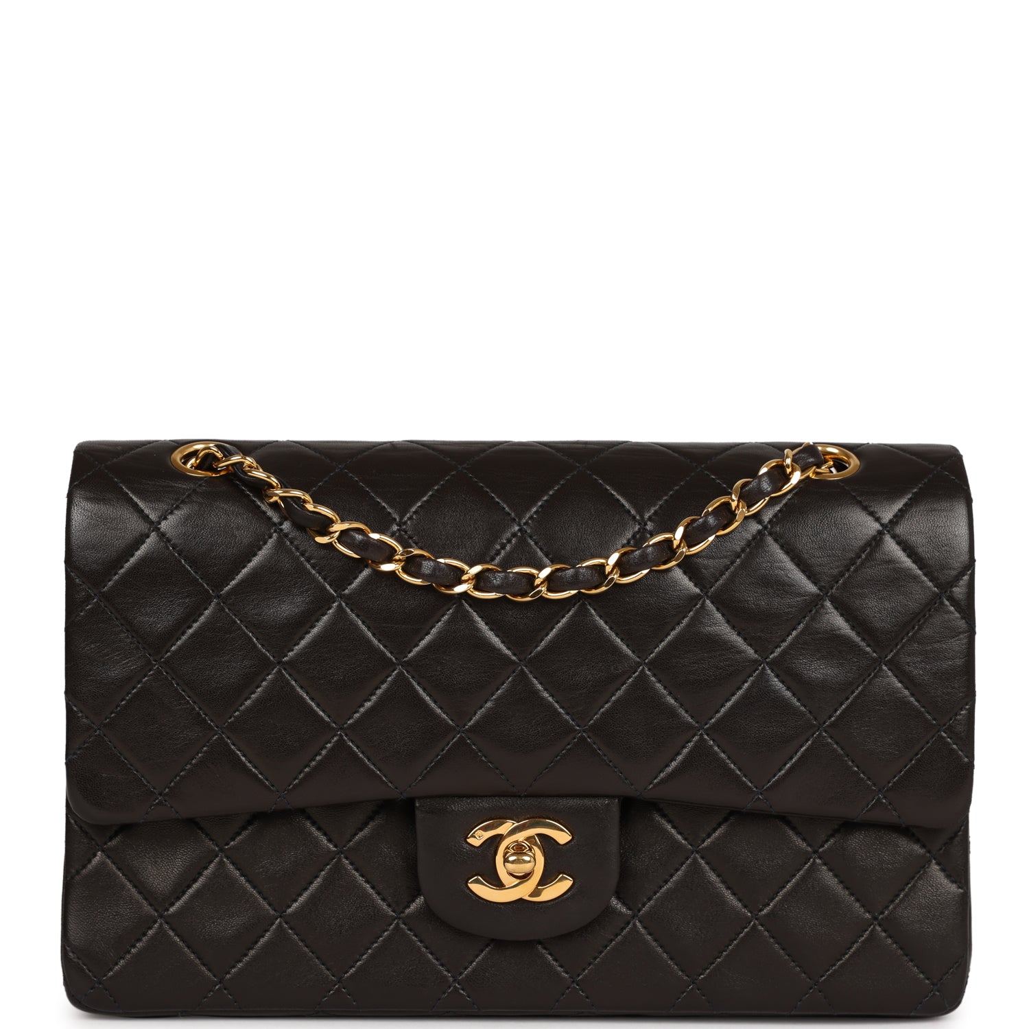 Chanel Medium Classic Double Flap Black Lambskin Gold Hardware Shoulder Bag