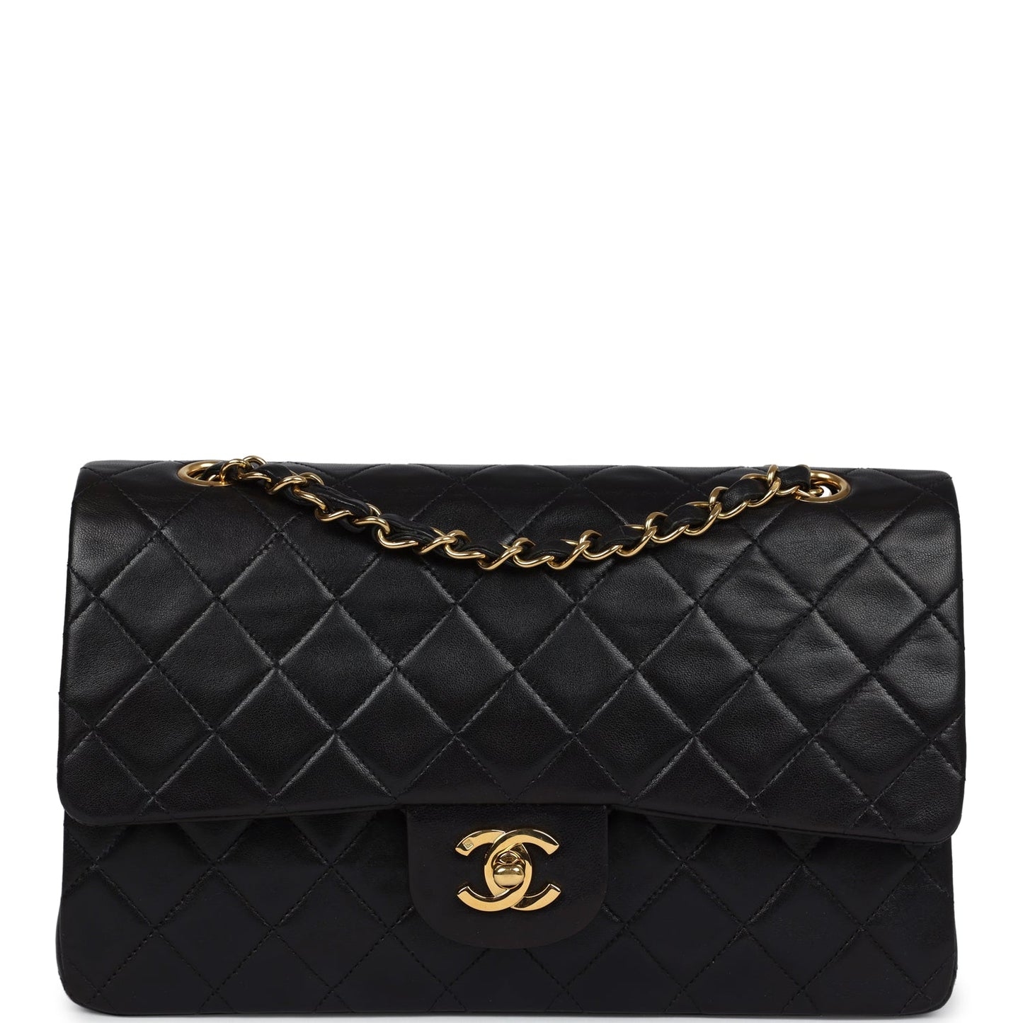 Chanel Medium Classic Double Flap Black Lambskin Gold Hardware Shoulder Bag