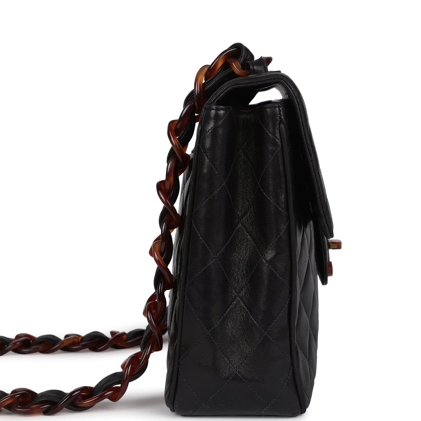 Chanel Jumbo Classic Single Flap Bag Black Lambskin Tortoiseshell Bakelite Hardware