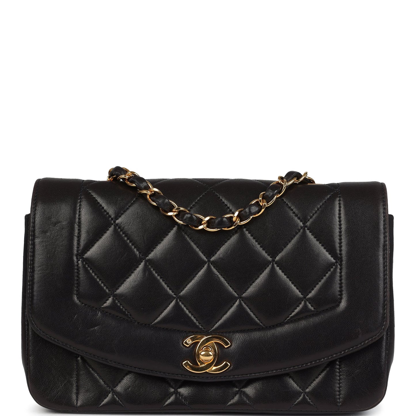 Chanel Small Diana Flap Bag Black Lambskin Gold Hardware