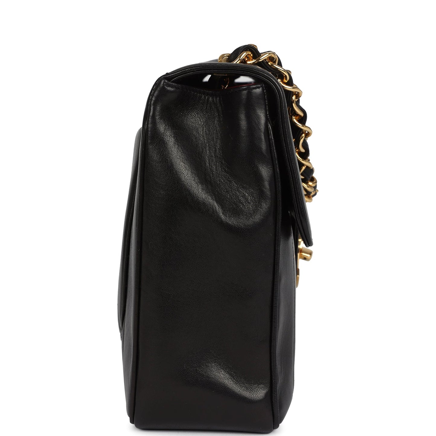 Chanel Jumbo Classic Mademoiselle Vertical Flap Black Lambskin Gold Hardware Shoulder Bag