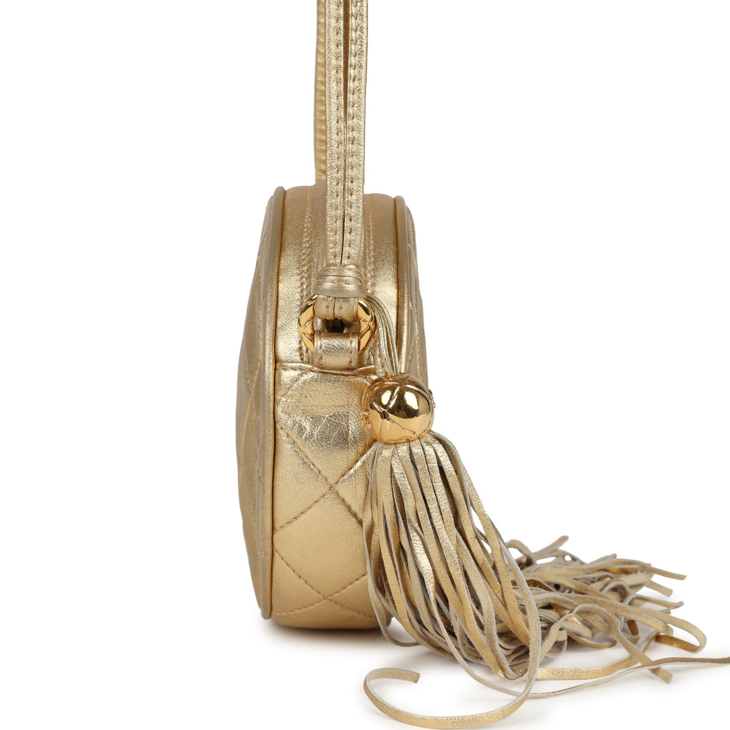 Chanel Mini CC Round Crossbody Bag Gold Lambskin Gold Hardware