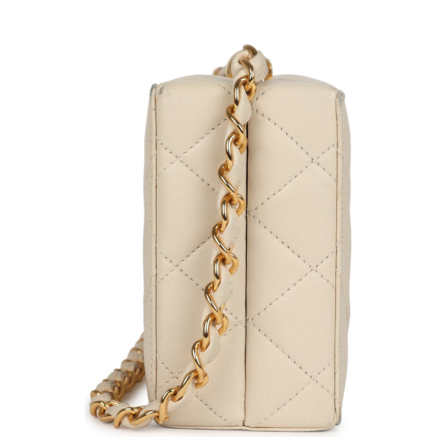 Chanel Box Clutch Bag Beige Lambskin Gold Hardware