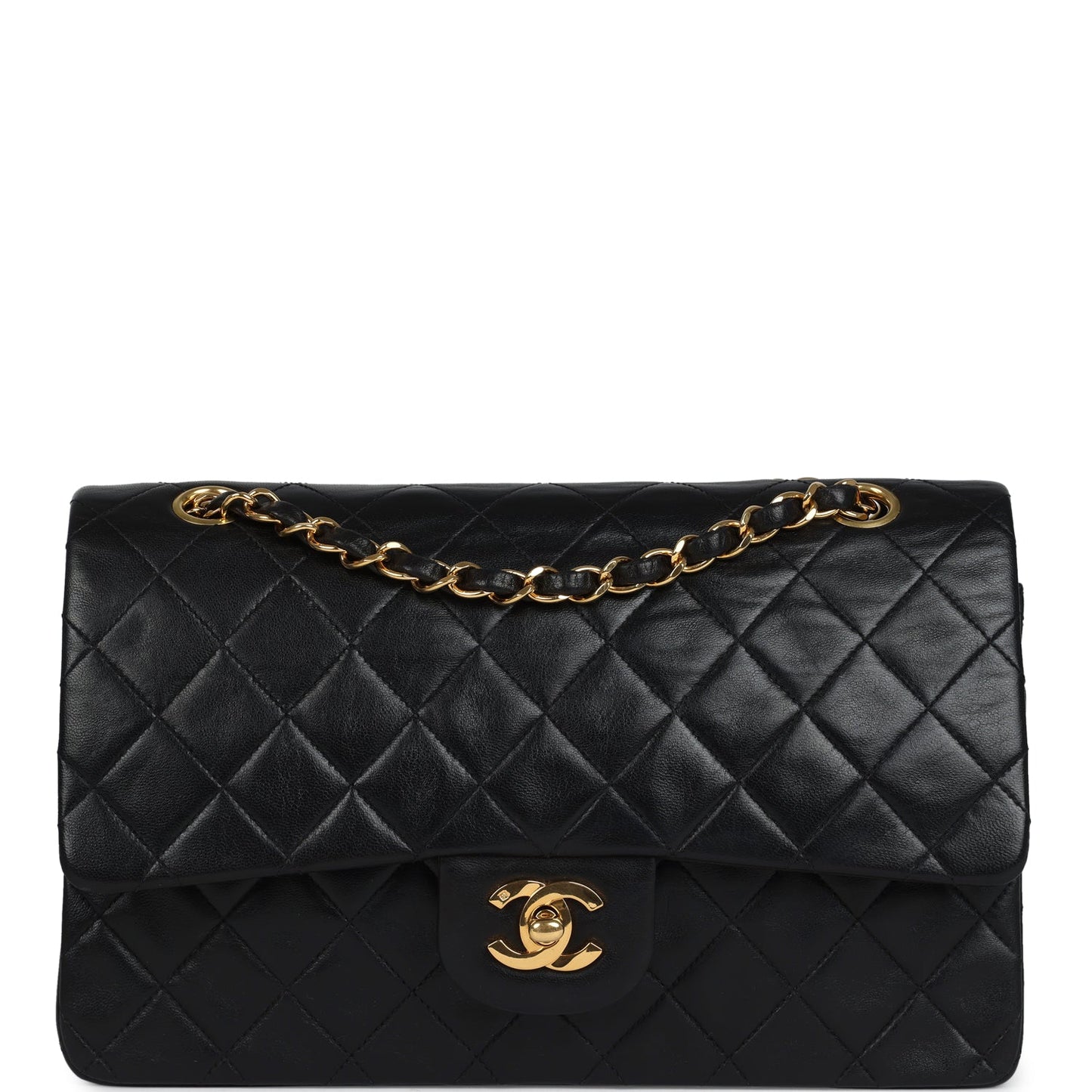 Chanel Medium Classic Double Flap Bag Black Lambskin Gold Hardware