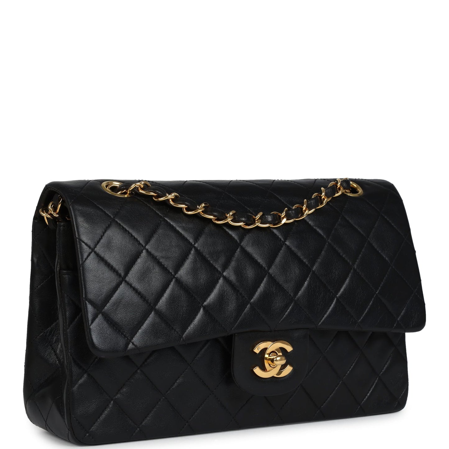 Chanel Medium Classic Double Flap Bag Black Lambskin Gold Hardware