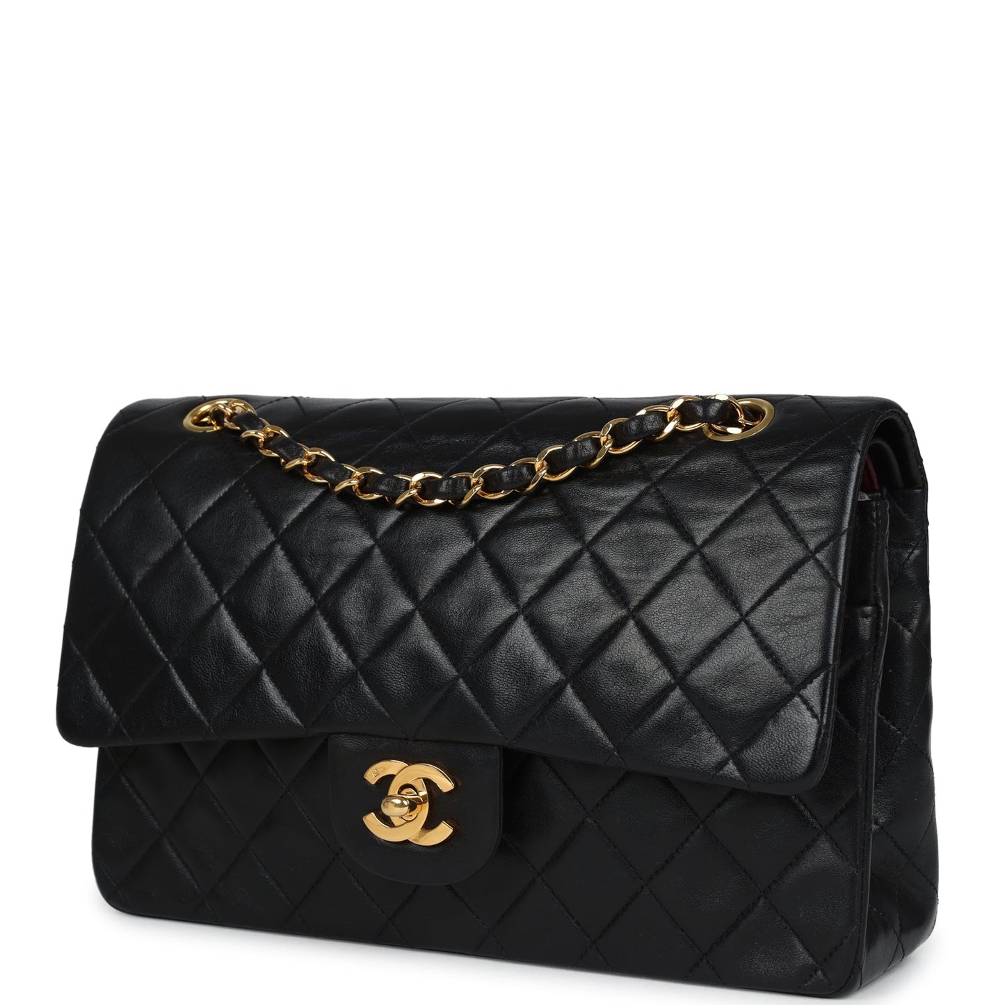 Chanel Medium Classic Double Flap Bag Black Lambskin Gold Hardware