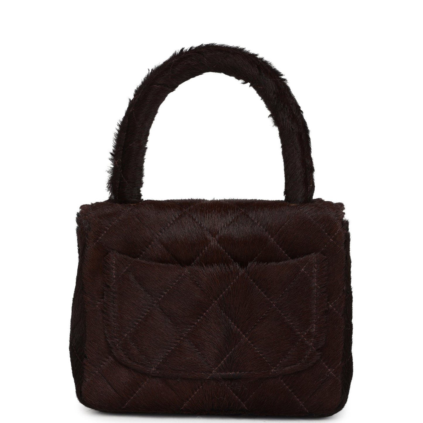 Chanel Micro Kelly Child Dark Brown Pony Hair Gold Hardware Handbag