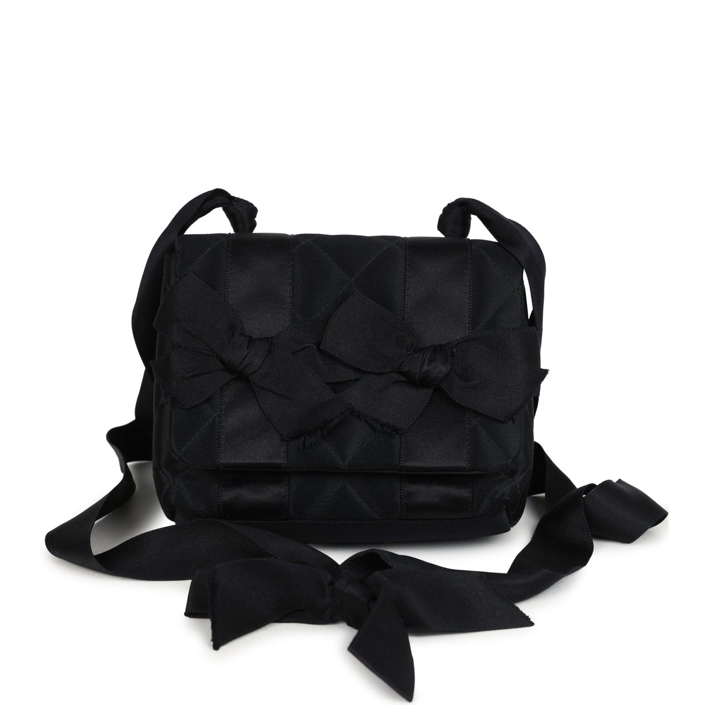 Chanel Mini Bow Shoulder Bag Black Satin Gold Hardware