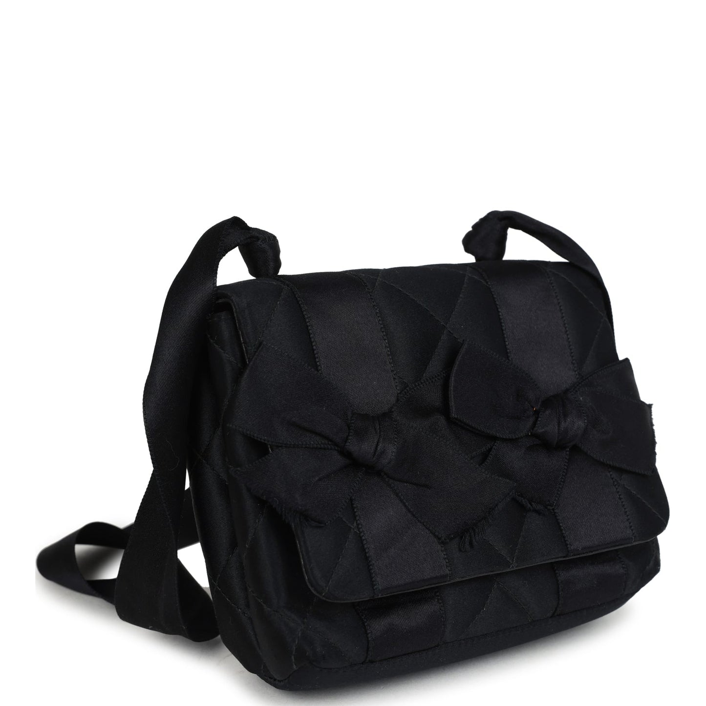 Chanel Mini Bow Shoulder Bag Black Satin Gold Hardware