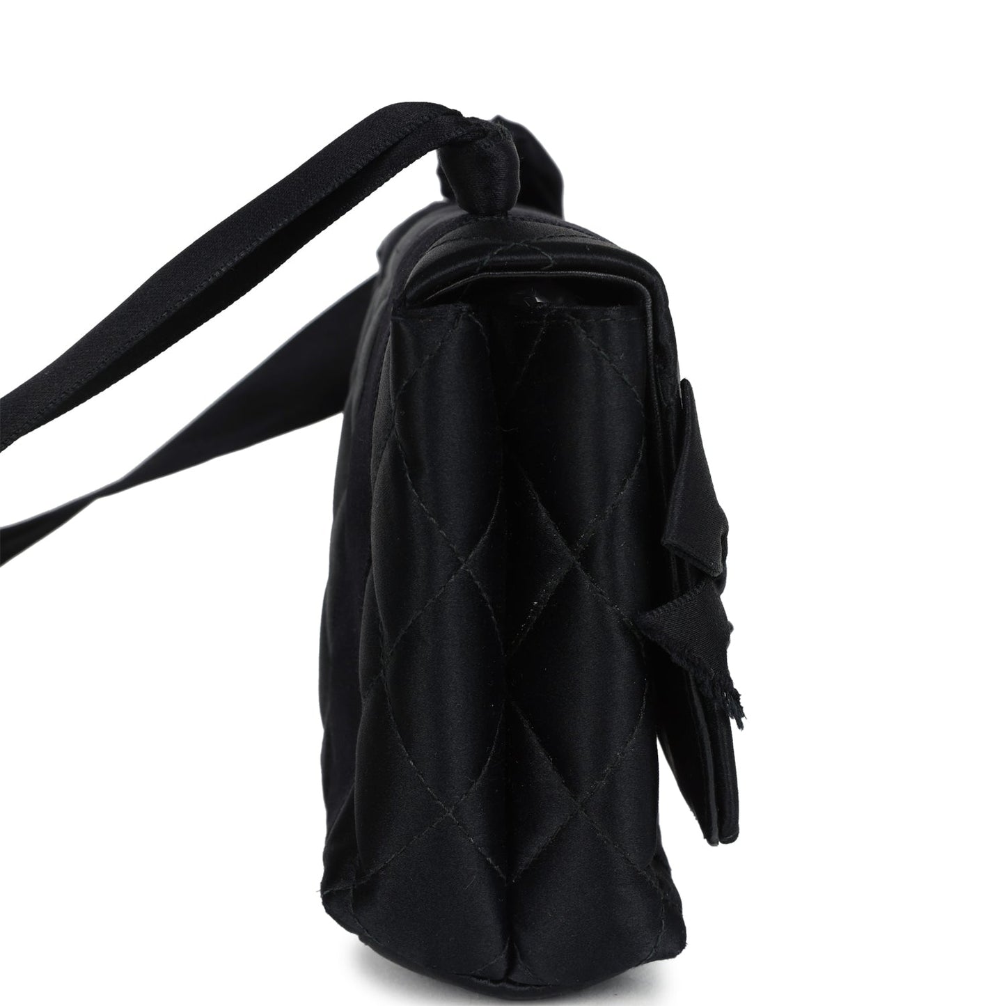 Chanel Mini Bow Shoulder Bag Black Satin Gold Hardware