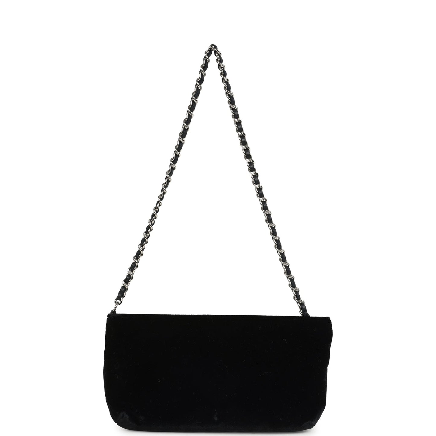 Chanel No. 5 Camelia Pochette Black Velvet Silver Hardware Crossbody