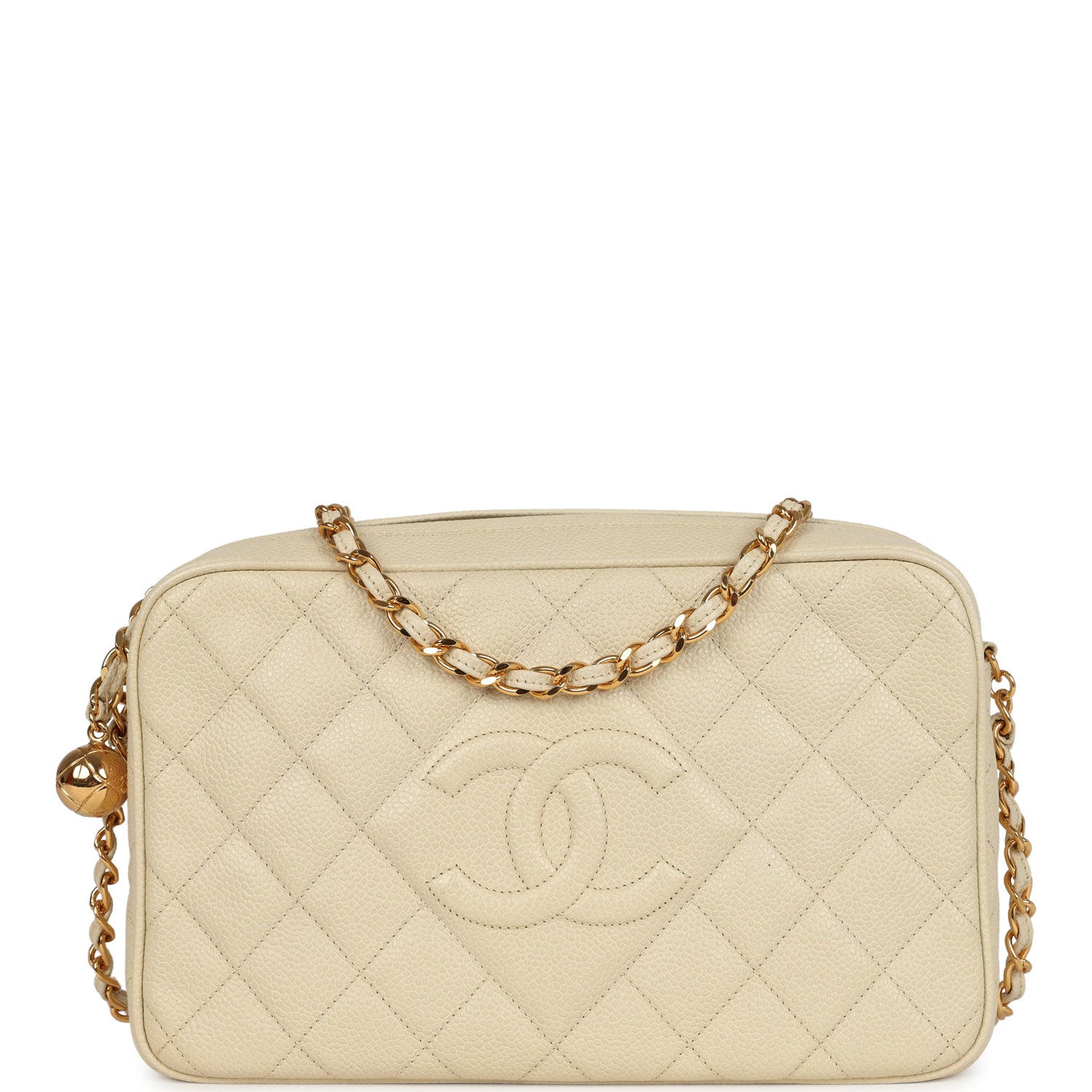 Chanel Medium Camera Bag Light Beige Caviar Gold Hardware
