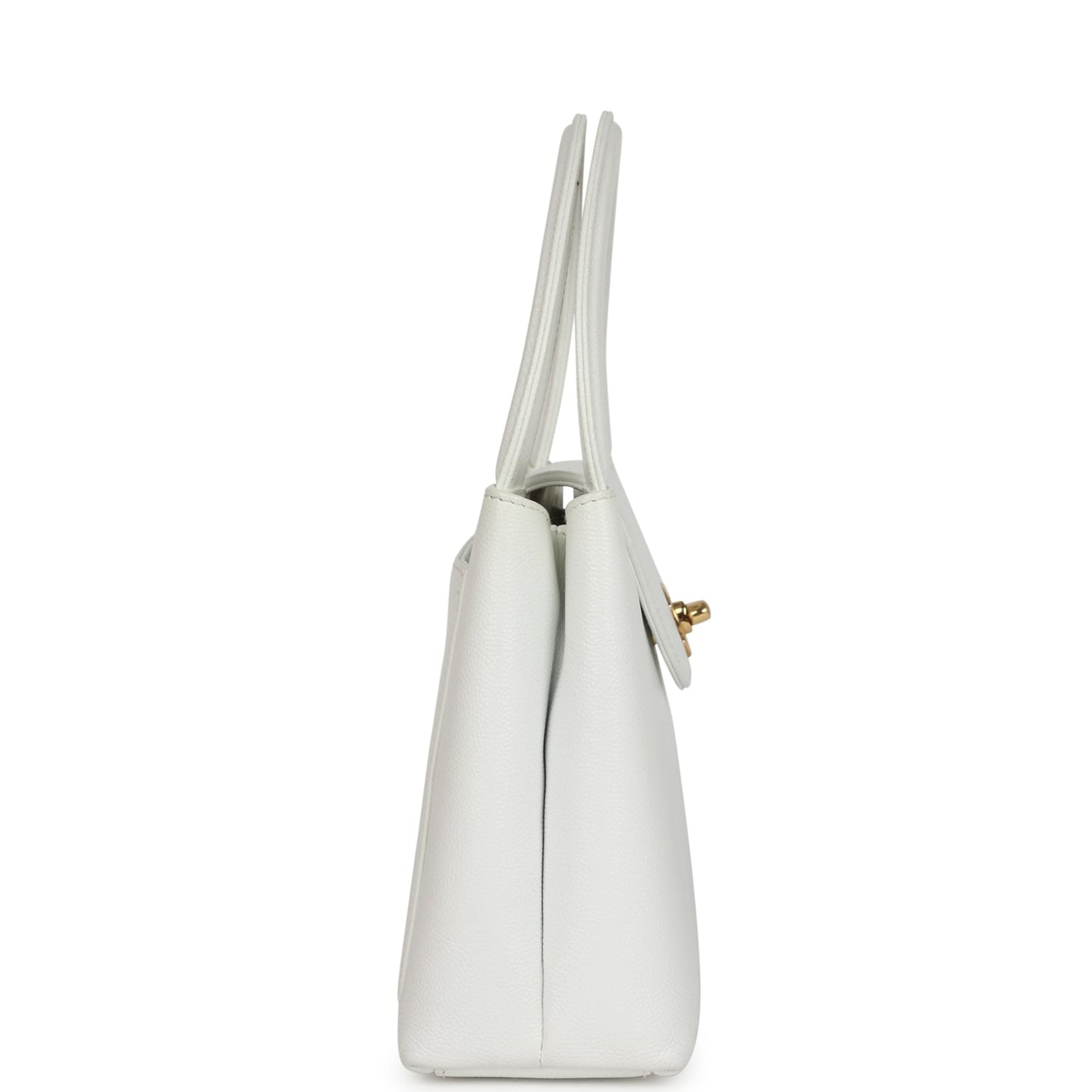 Chanel Small Kelly White Caviar Gold Hardware Shoulder Bag