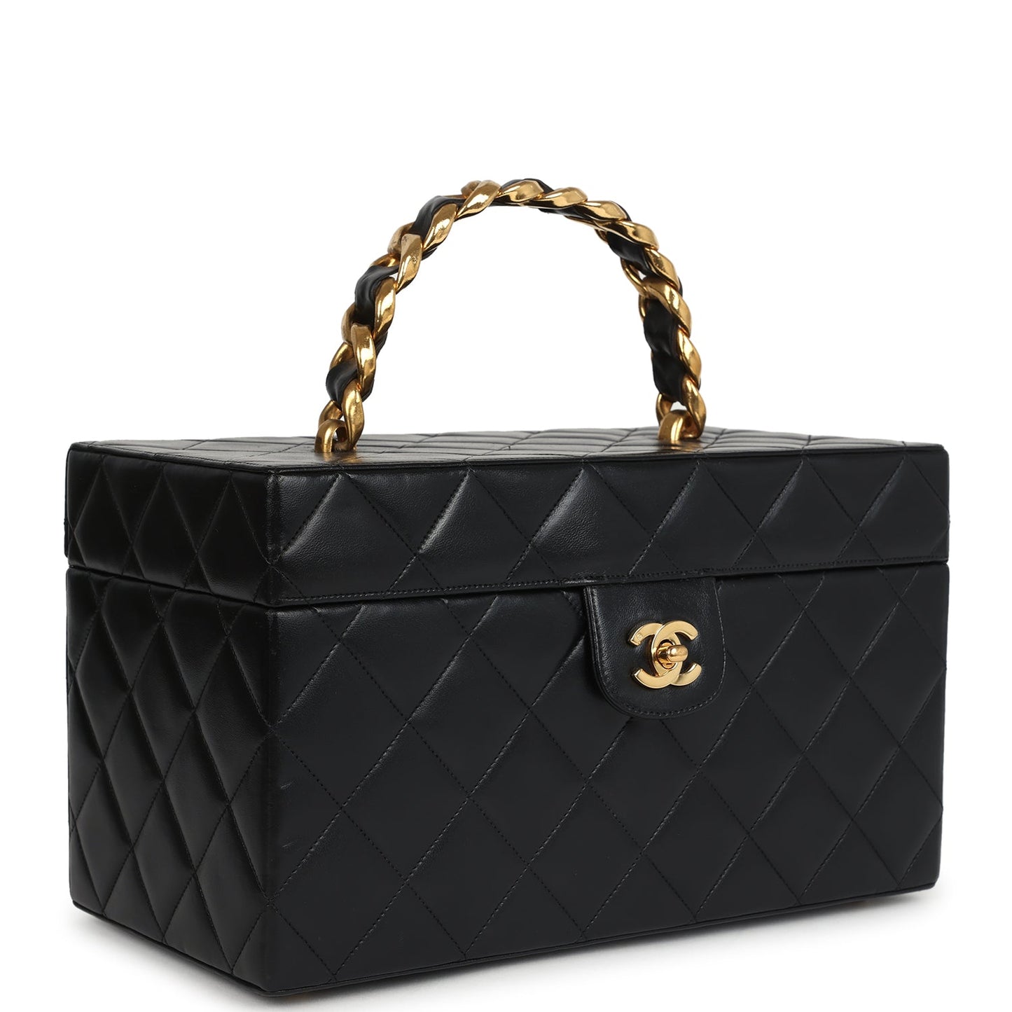Chanel Large Rectangular Box Vanity Black Lambskin Gold Hardware Handbag