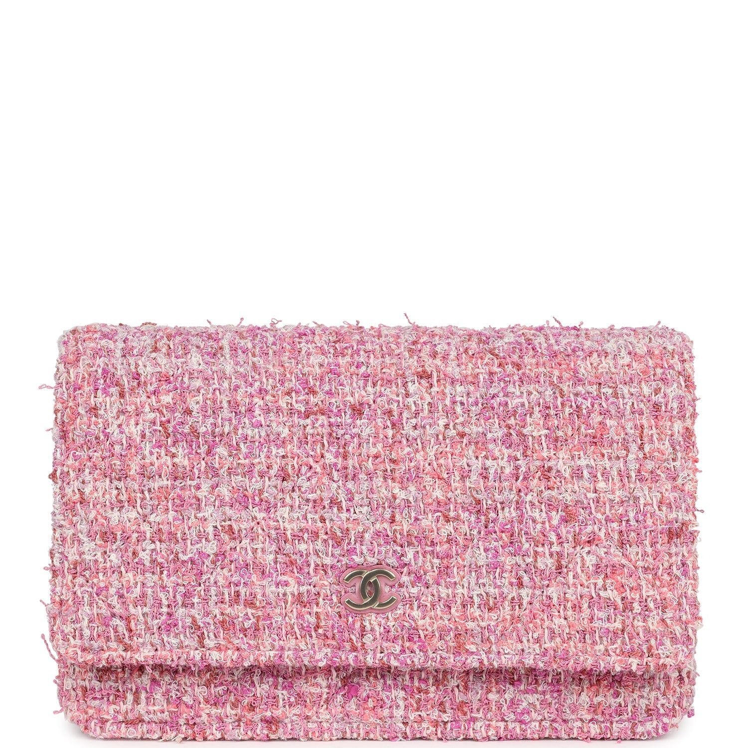 Chanel Classic Wallet On Chain WOC Pink Multicolored Tweed Gold Hardware Crossbody