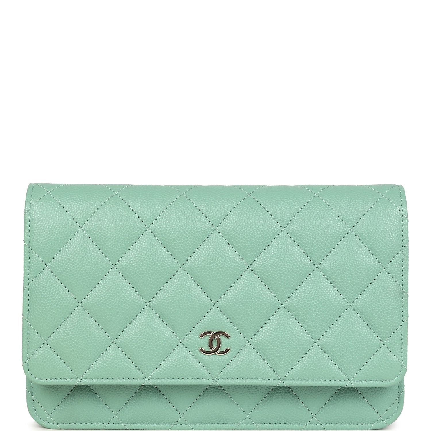 Chanel Wallet On Chain WOC Light Green Caviar Light Gold Hardware Crossbody