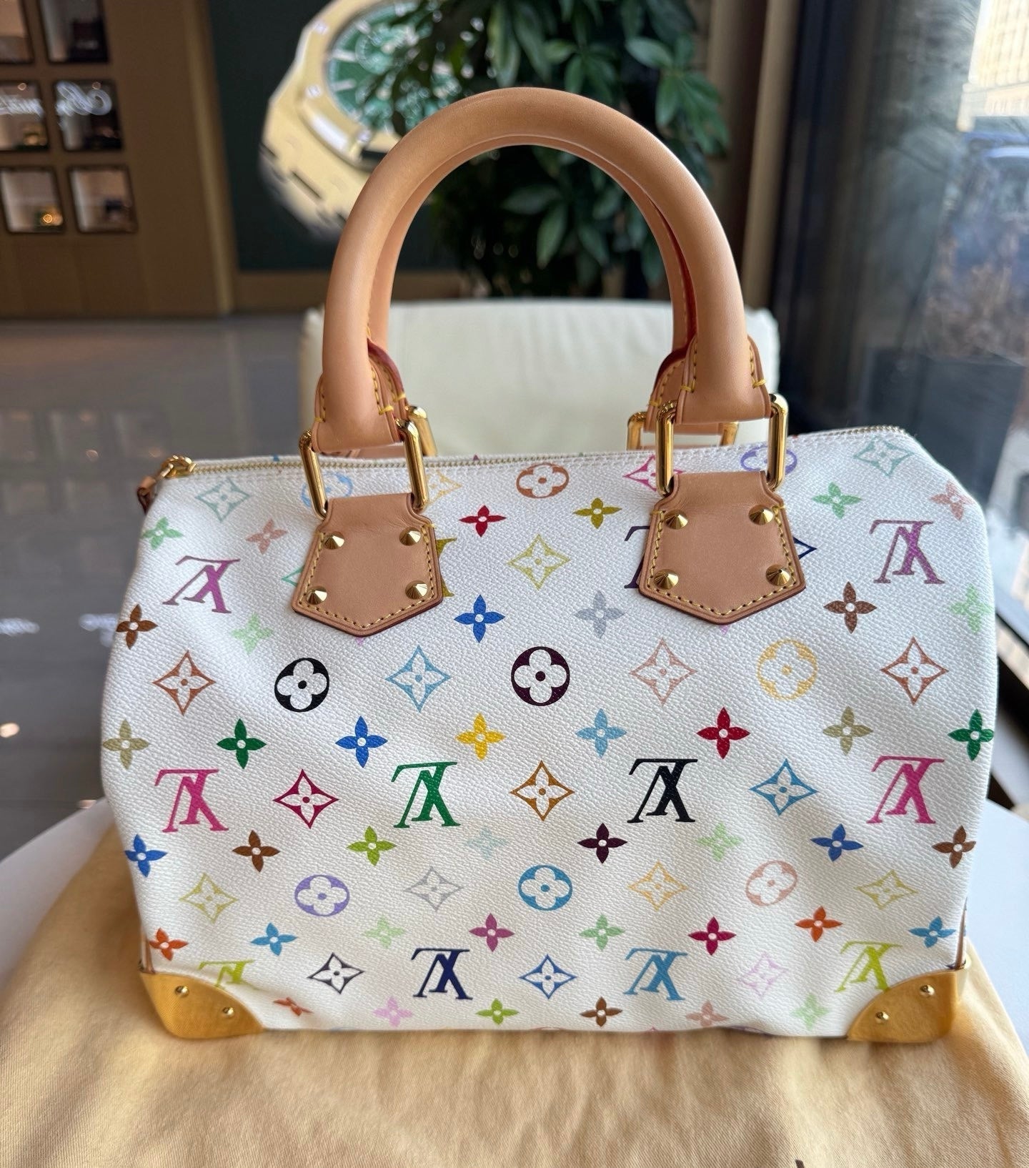 Louis Vuitton x Takashi Murakami Speedy 30 Lock White Multicolor